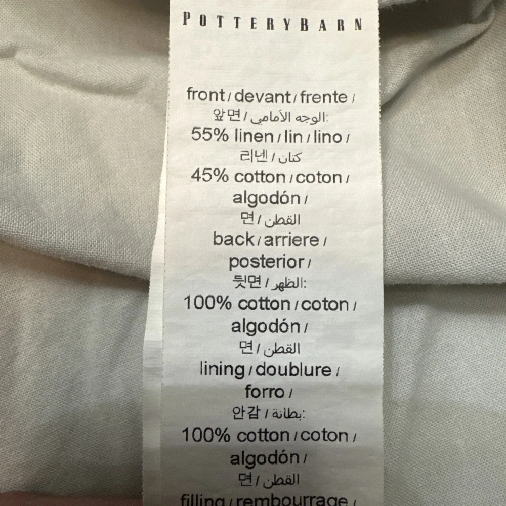 Pottery Barn EURO Pillow Sham Chambray Blue Cloud Quilted Stitched Linen Bedding